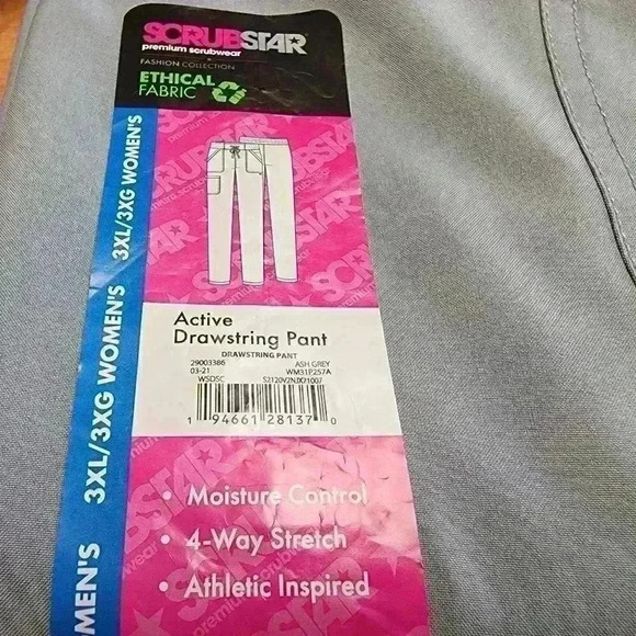 NWT Scrubstar Womens Active Stretch Drawstring Tapered Leg Scrub Pant 3XL Grey - Picture 11 of 12